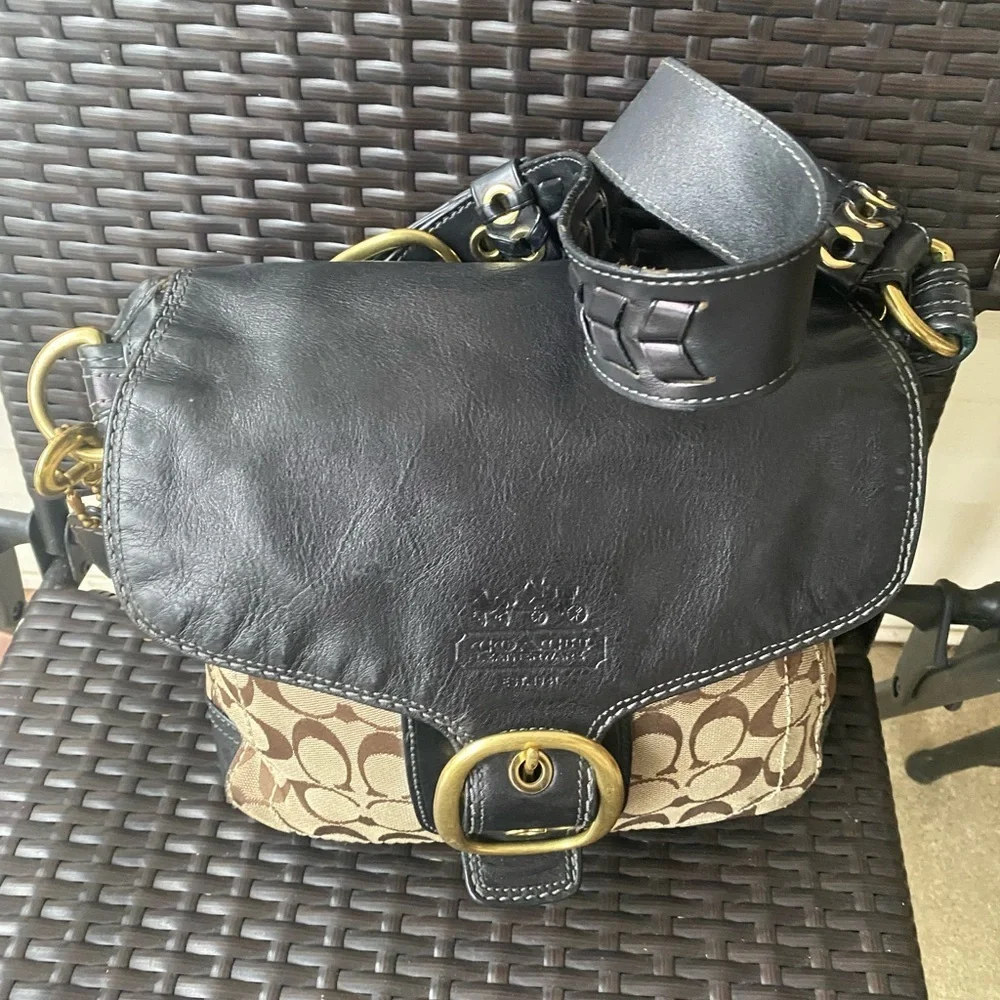 Coach Bleeker Signature Canvas and Leather Shoulder Bag